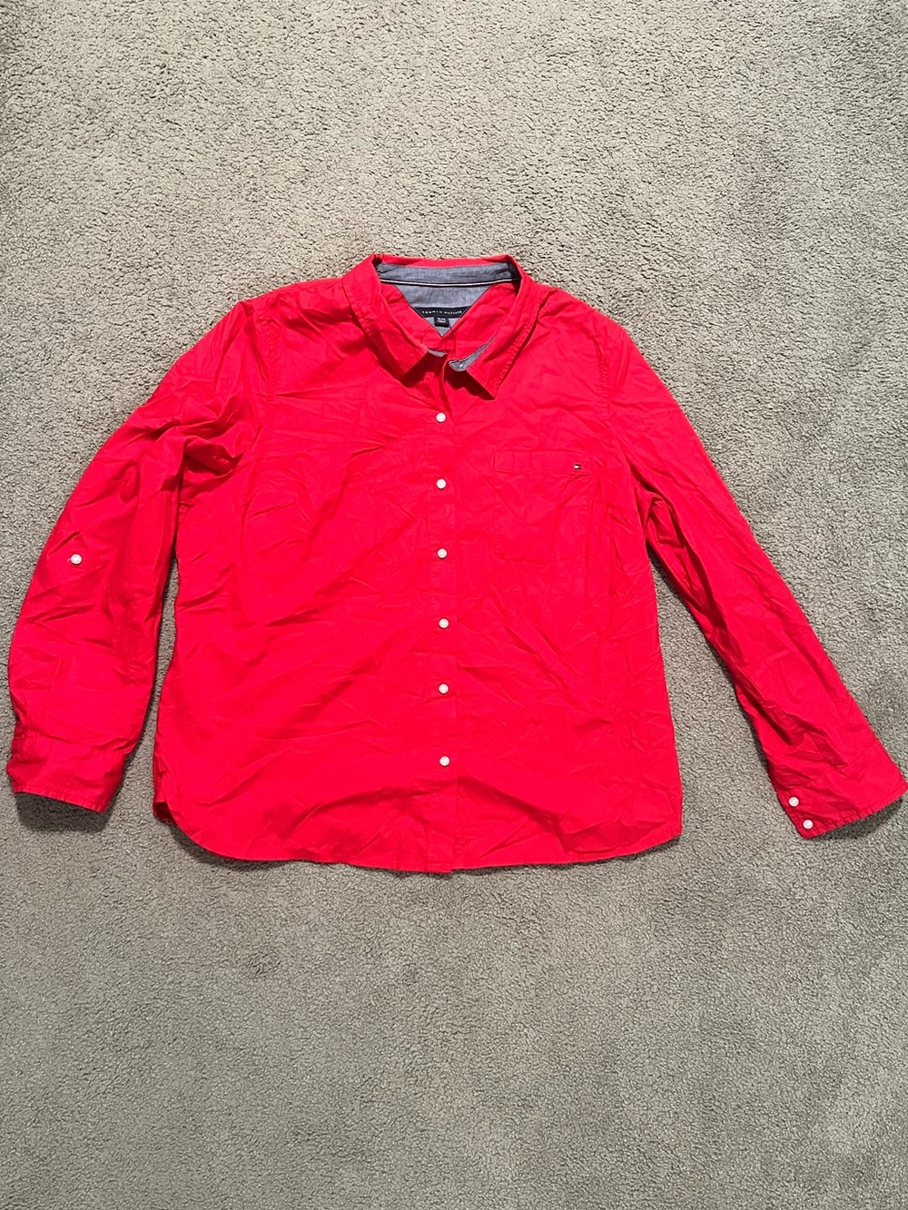 NWT Tommy Hilfiger 100% Cotton Red Long-Sleeve Button-Down Shirt